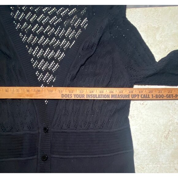 Anne Klein Womens Black Button-Front Knit Cardigan Sweater 2X Witchy Whimseygoth - Picture 4 of 7